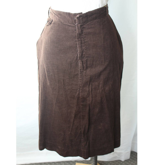 Vintage 70s Brown Corduroy Pencil Skirt - Picture 3 of 11